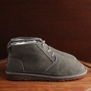 UGG Boots Men SZ 11 Gray Neumel Natural Lined Ankle Chukka Casual Lace Up Winter